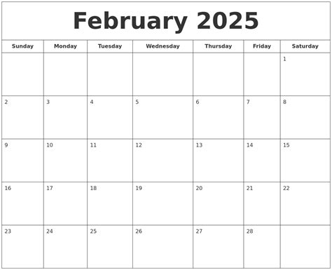 February Calendar Dates Printable Free Carey Maurita