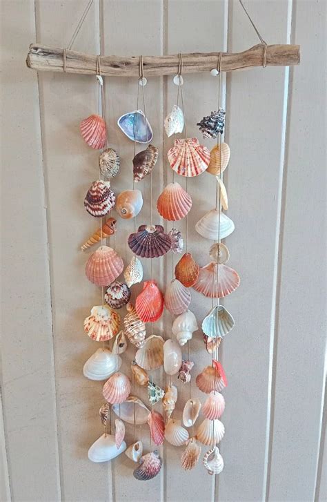 Seashell Driftwood Wind Chime Wall Hanging Rustic Wind Chime Beach