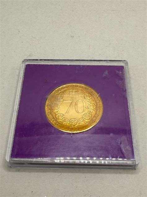 Hm Queen Elizabeth Ii Platinum Jubilee Gold Coloured Medal Coin