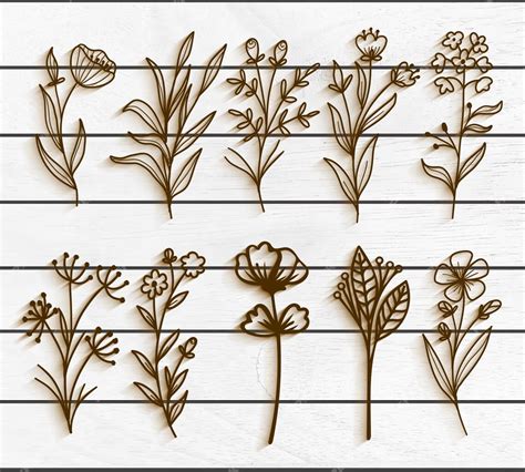 60 Wildflowers SVG Bundle Laser Cut Files For Glowforge Cricut