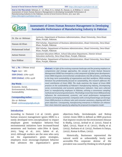 PDF Assessment Of Green Human Resource Management In Developing