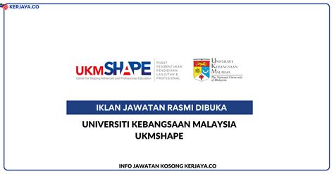 Universiti Kebangsaan Malaysia Ukmshape Jawatan Kosong Pegawai Tadbir