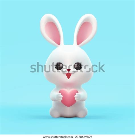 Smiling White Rabbit Pink Heart Kawaii庫存向量圖免版稅2378669899 Shutterstock