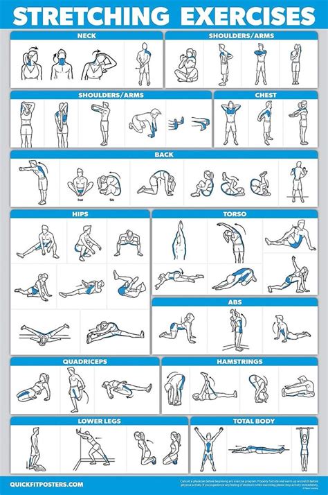 QUICKFIT Stretching Workout Exercise Poster Double Sided Laminated