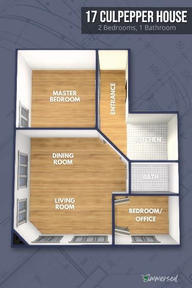 2 Bedroom Floor Plan For Culpepper House Sims 4 House Plans Sims