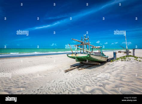 Small Fishing Boat On The Beach Of Natal Brazil Stock Photo Alamy