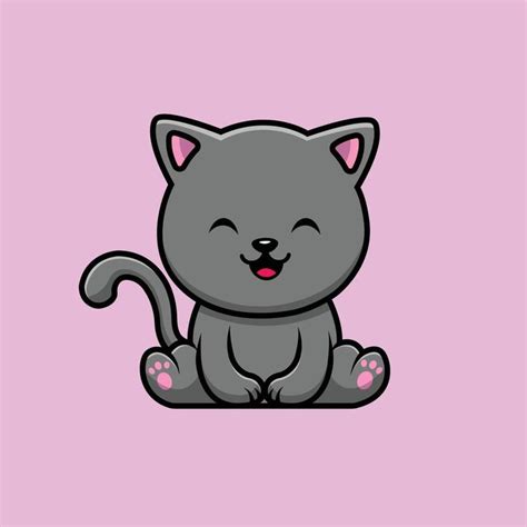 Cute Cat Sitting Cartoon Vector Icon