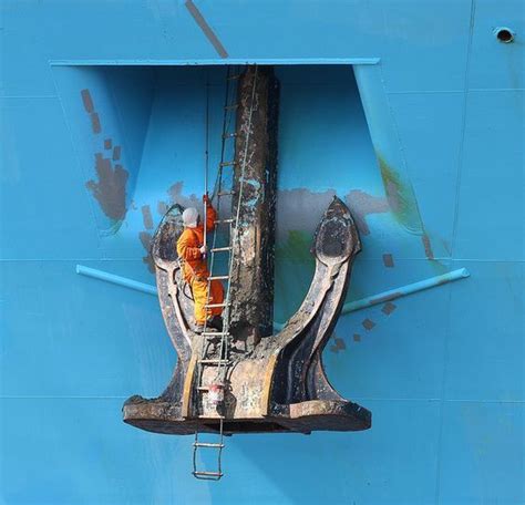 Anchor Housing Maintenance On The Container Ship Maersk Kokura Anchor