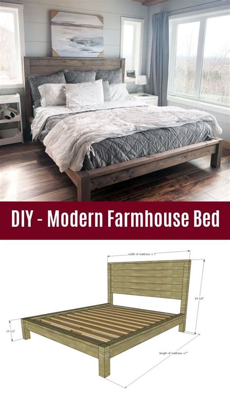 A Bed Frame Made Out Of Wood With Measurements For The Headboard And