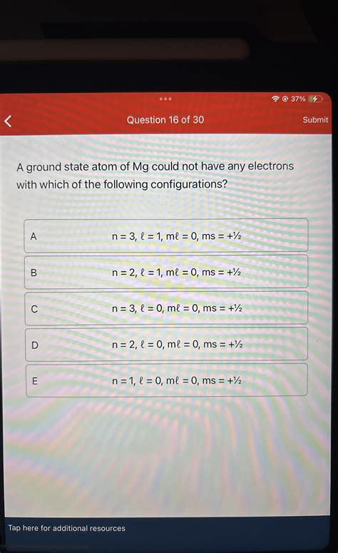 Solved Question Of Submita Ground State Atom Of Mg Chegg