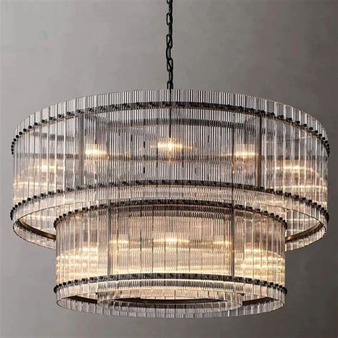 Nejla Luxury Statement 2 Layer Crystal Glass Hanging Chandelier