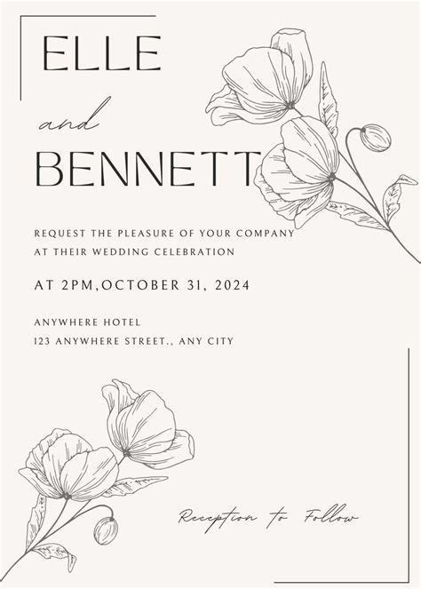 Black And White Wedding Invite Etsy Wedding Invitations Floral