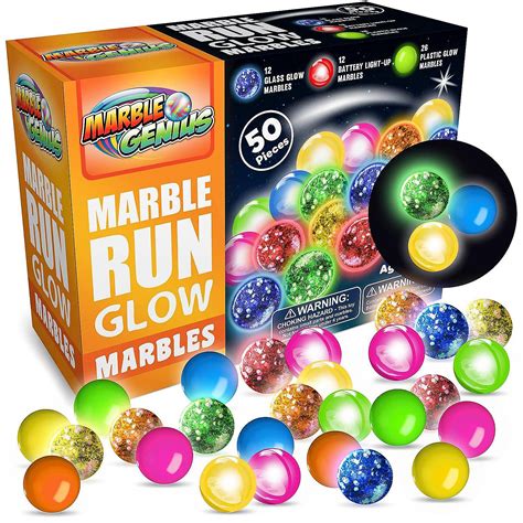 Marble Genius Marble Glow Run Race Track Set - 50 pcs, Glow in the Dark ...