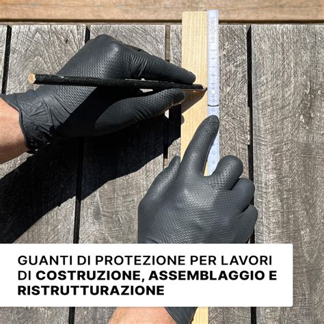 PROGRIP Guanti Nitrile Neri Guanti Monouso Extra Resistenti Guanti Da