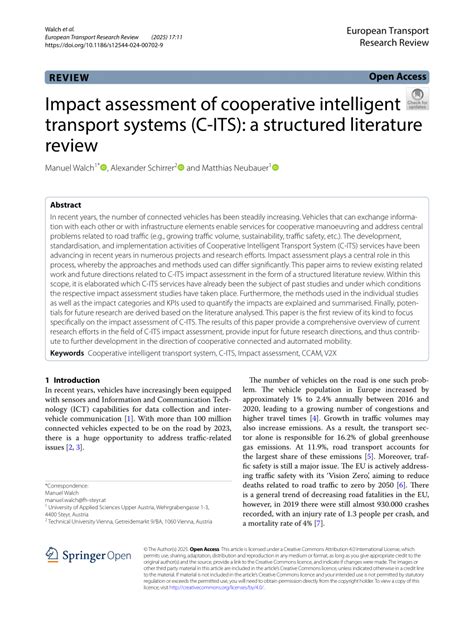 Pdf Impact Assessment Of Cooperative Intelligent Transport Systems C