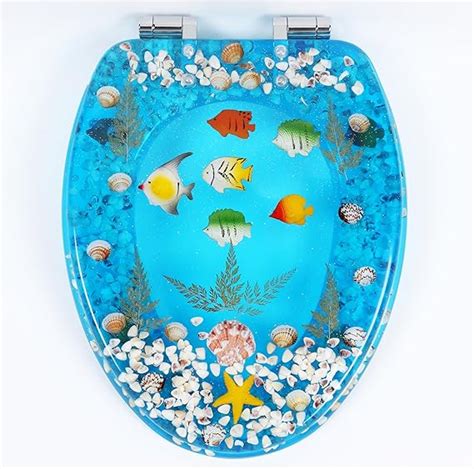 Resin Elongated Toilet Seat Ocean Slow Soft Close Toilet Seat Quiet