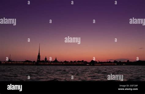 Silhouette Of The Peter And Paul Fortress In Saint Petersburg As Seen