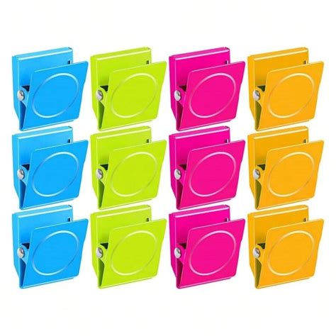 12pcs Set Refrigerator Magnets Clips Plastic Holder Whiteboard Fridge