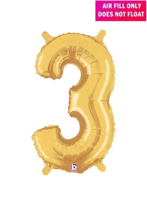 14 Inch Gold Balloon Number 3 Balloons Vancouver Jc Balloon Studio