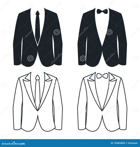 Shirt Tie and Bow Business Suit Silhouette Lineart Vector Illustration ...