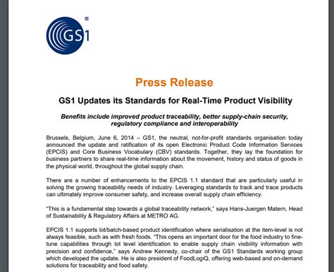 Gs1 Updates Its Standards For Real Time Product Visibility Gs1