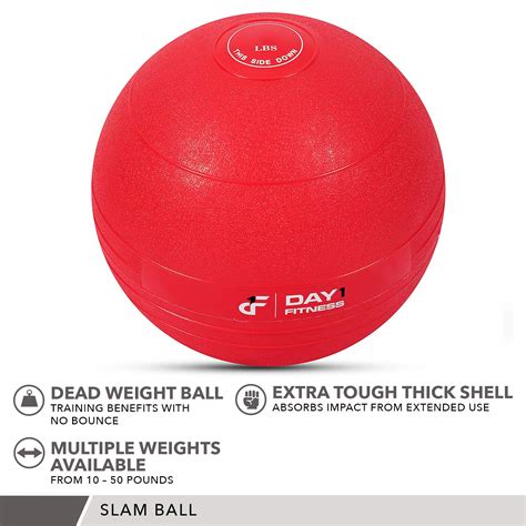 Snapklik.com : Weighted Slam Ball By Day 1 Fitness 15 Lbs RED - No