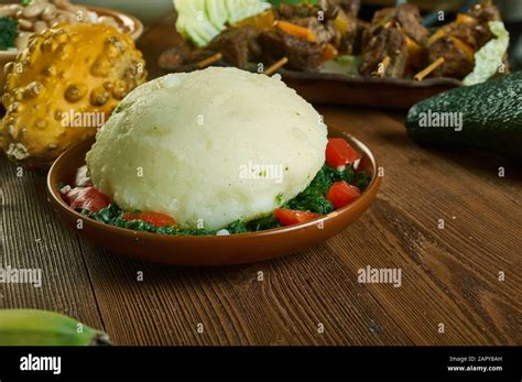 Ugali and sukuma wiki , maize flour porridge , Tanzanian cuisine ...