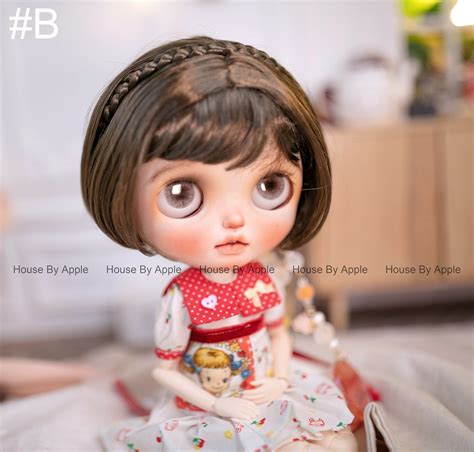 Blythe Doll Wig Bjd Cute Bob With Braid Hair Imitation Mohair Etsy