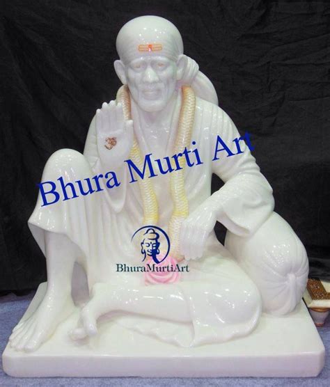 White Plain Marble Sai Baba Dwarkamai Statue For Temple Size Feet