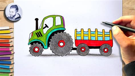 Comment Dessiner Un Tracteur Avec Une Remorque Youtube