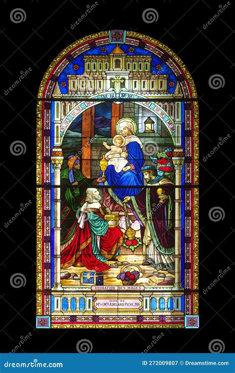 Nativity Scene Adoration Of The Magi Stained Glass Window Church Of