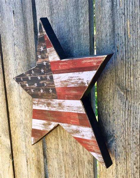 Americana Decor Wood Star Patriotic Fourth Of July America Etsy Forth