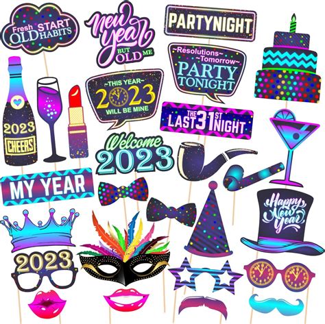 Amazon 28 Pcs New Years Eve Photo Booth Props 2023 Photo Booth