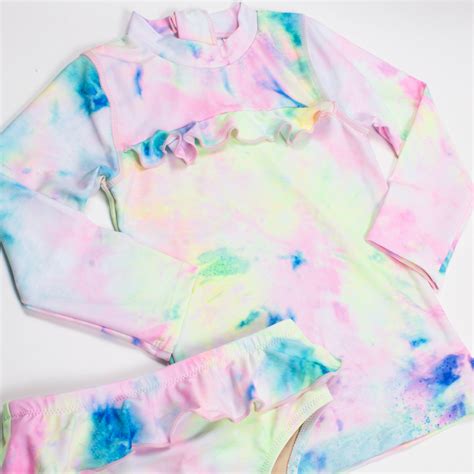 Rashguard Set W Ruffle Girls 6m 6 Neon Tie Dye Shade Critters