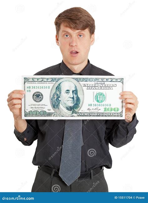 Funny Stupid Man Holding A Big Money Stock Photo Image Of Expression