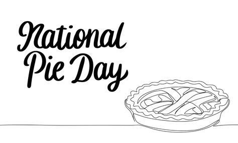 National Pie Day Banner With One Line Continuous Pie Line Art Pie With