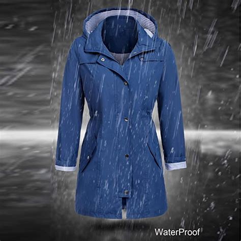 Buy Miss Fashion Waterproof Windproof Hooded Coat Womens Solid Rain