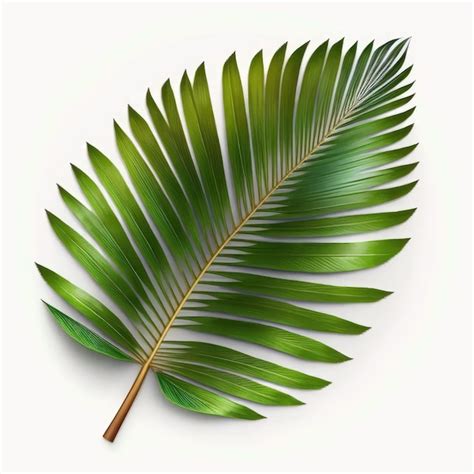 Una Hoja Verde De Una Palmera Sobre Un Fondo Blanco Foto Premium