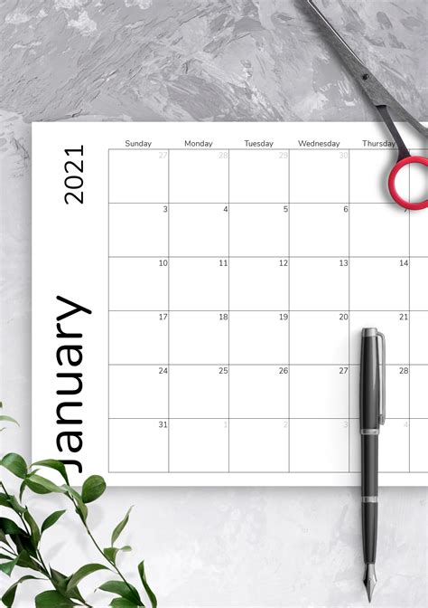 Download Printable Simple Monthly Calendar Grid PDF