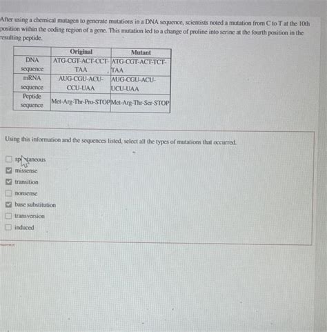 Solved After using a chemical mutagen to generate mutations | Chegg.com