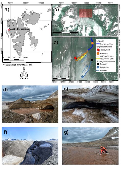 The test site. (a) Location of Austre Brøggerbreen on the Svalbard ...