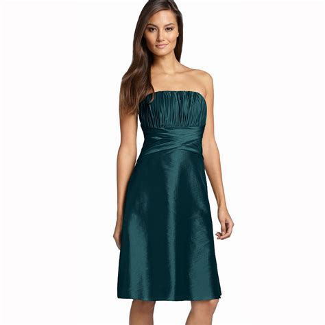 Strapless Pleated Knee Length Formal Taffeta Cocktail Party Dress Teal Ebay