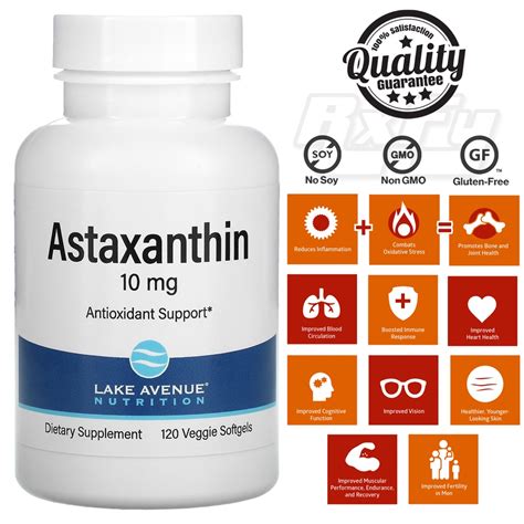 Lake Avenue Nutrition Astaxanthin Mg Veggie Softgels Antioxidant