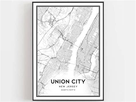 Union City Map Print Union City Map Poster Wall Art Nj City - Etsy