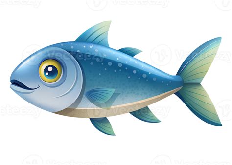 Cartoon Style Illustration Of Cute Sardine Fish Islated On Background