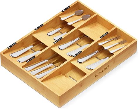 Amazon Spaceaid Bamboo Silverware Drawer Organizer Natural