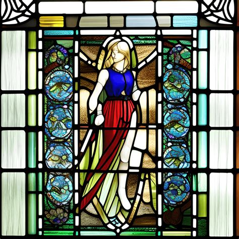 Square Stained Glass Window Elegant Elven Design With Hyper Realistic