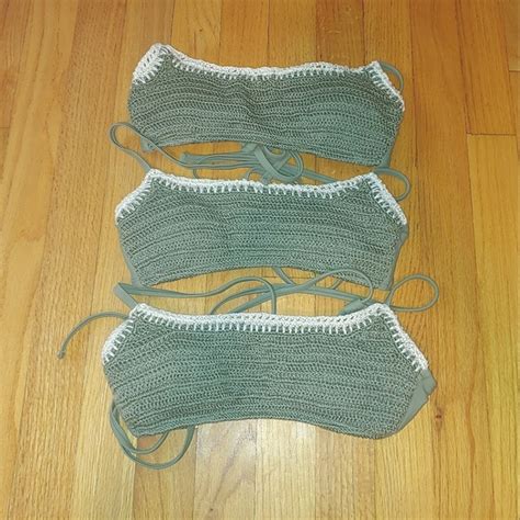 Xhilaration Swim Sage Green Crochet Swim Top Bralette Bikini Top Crisscross Xhilaration