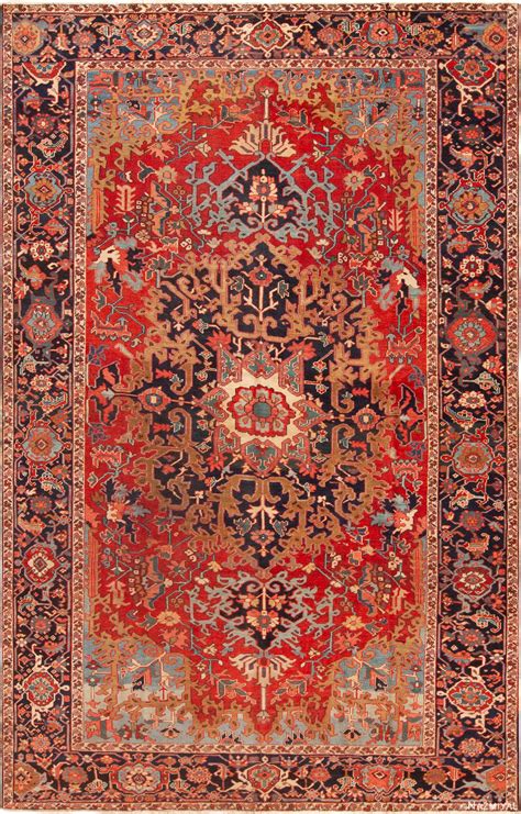 Antique Geometric Medallion Persian Heriz Nazmiyal Rugs