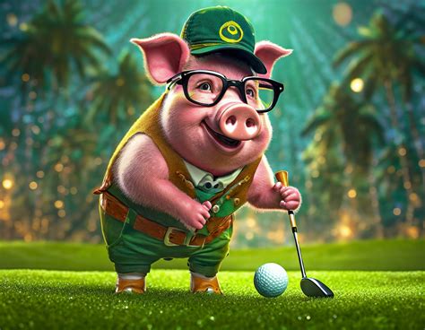 pig cartoon playing golf  stock photo public domain pictures